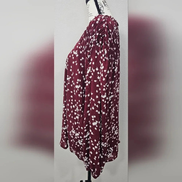 Dokotoo Women's Casual V Neck Alicia Smocked Long Sleeve Chiffon Blouse Size 2XL - Picture 5 of 16